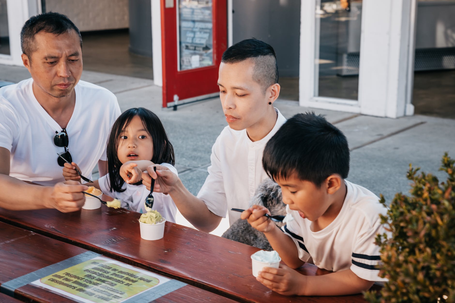 a family eating ice cream